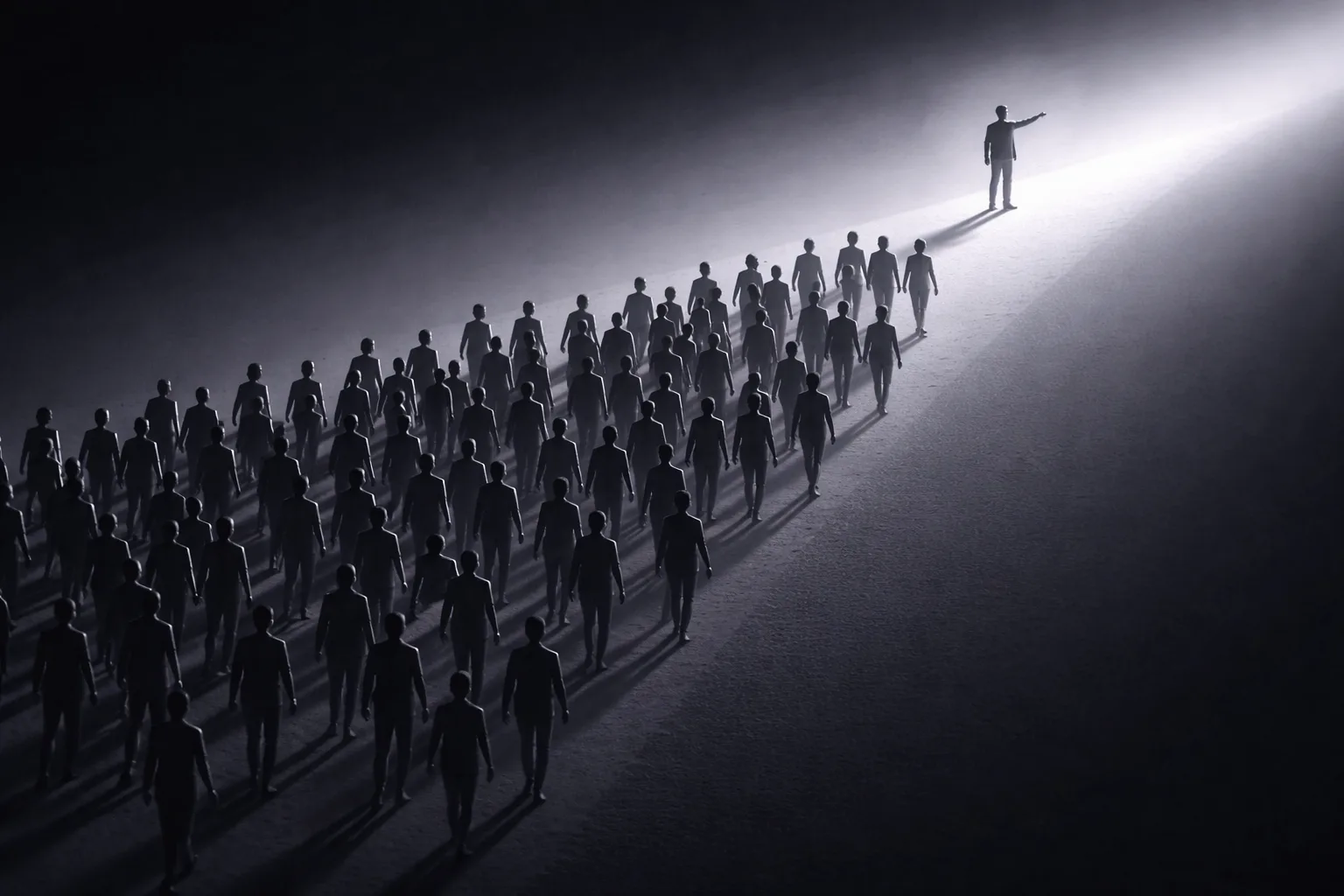 Иллюстрация социального доказательства: лидер и подписчики, влияние на поведение аудитории.