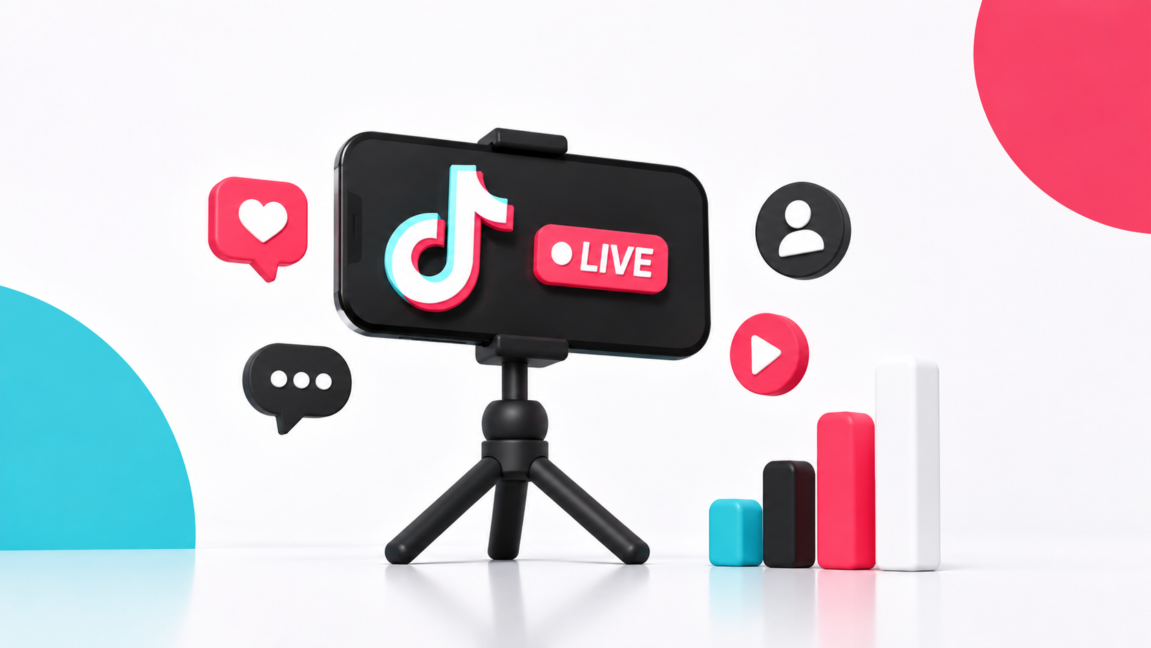 Продвижение TikTok LIVE с прямой трансляцией, реакциями аудитории и графиком роста