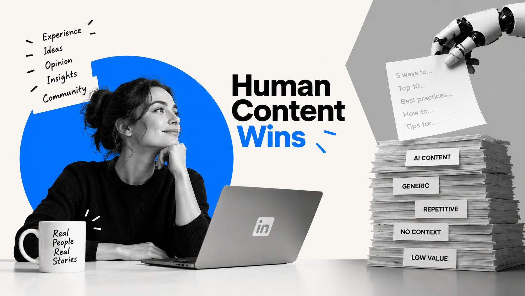 Человеческий контент против шаблонного AI-контента в LinkedIn